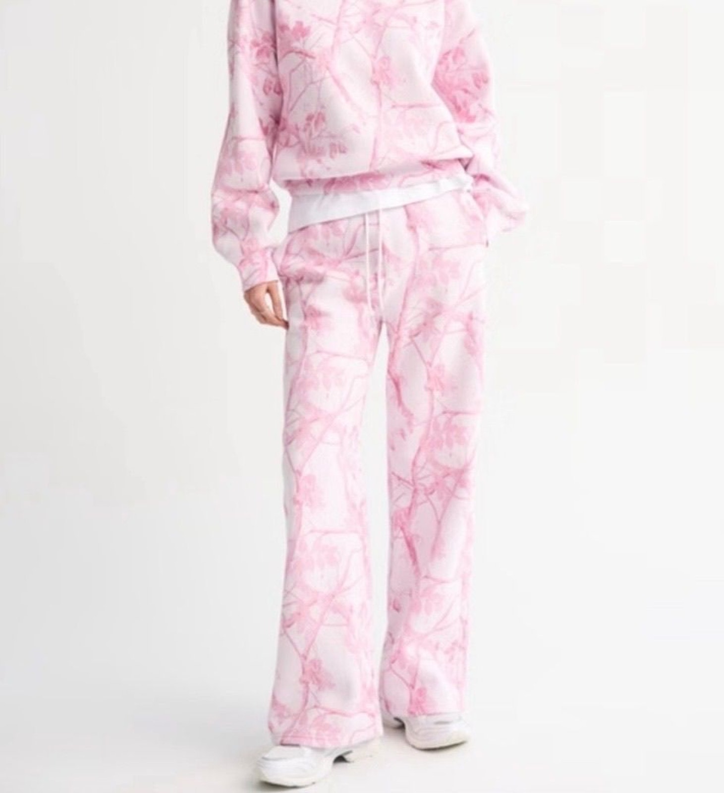 Abercrombie Sunday Wide Leg Sweatpants Pink Camo Xl